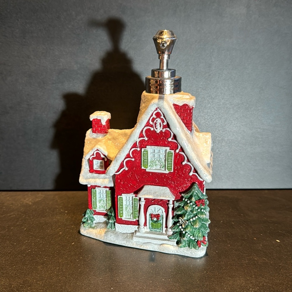 Hand painted Christmas Village soap dispenser!